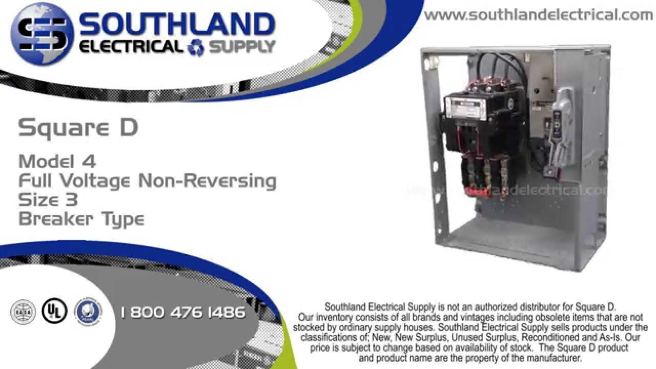 Square D Model 4, Full Voltage Non-Reversing, Nema Size 3, Breaker Motor Control Bucket