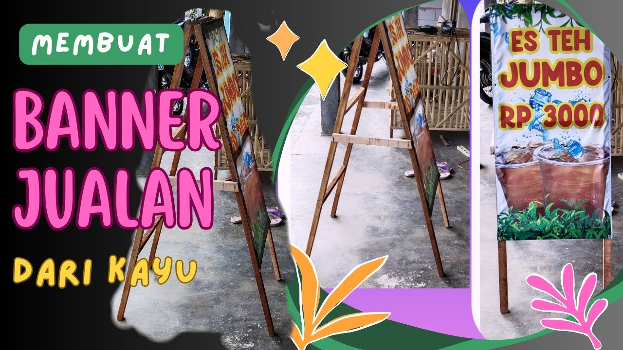 STAND BANNER KAYU UNTUK PROMOSI || STANDING BANNER SEGITIGA BUAT PROMOSI JUALAN
