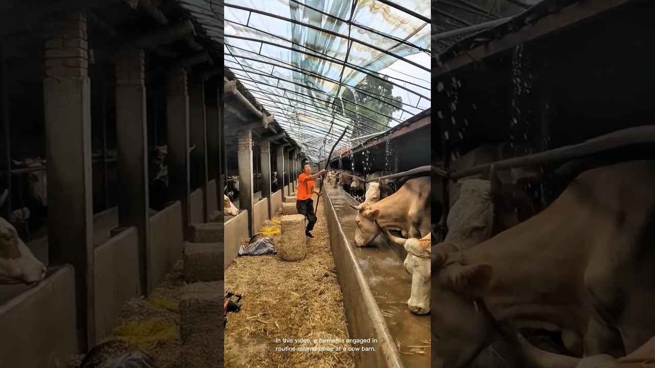 The process of cow barn manage water drainage