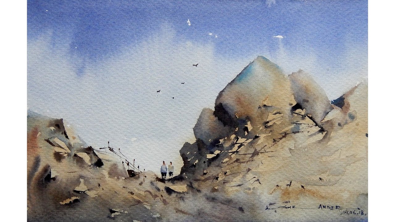watercolor landscape painting for beginners by sikander singh chandigarh INDIA