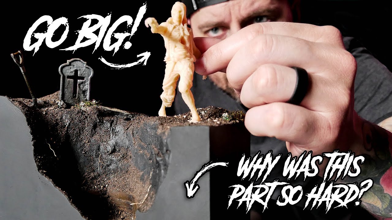 I made a big ZOMBIE diorama and it was full of suffering...GRAVE DIGGER P.1