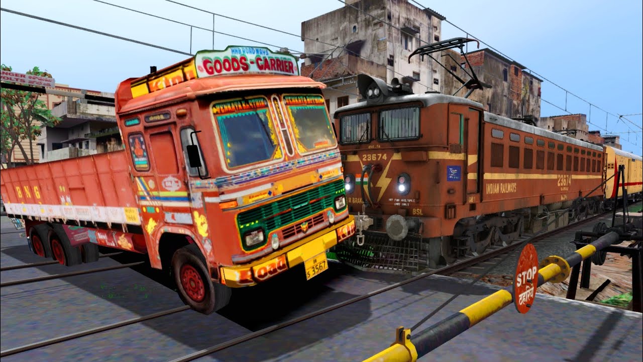 Heavy Truck vs Train at RAILWAY CROSSING | Stops the Train – Railroad Crossings