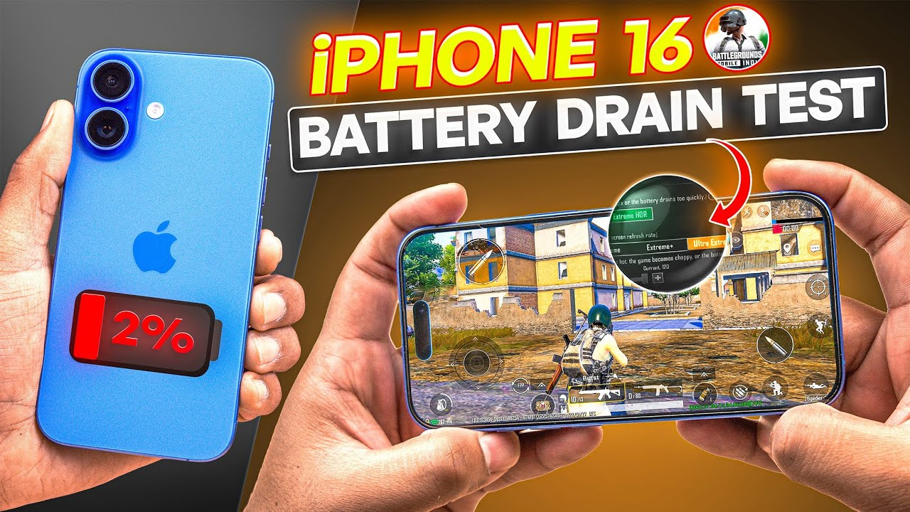 🔋 iPhone 16 Battery Drain Test – BGMI Full Gameplay!