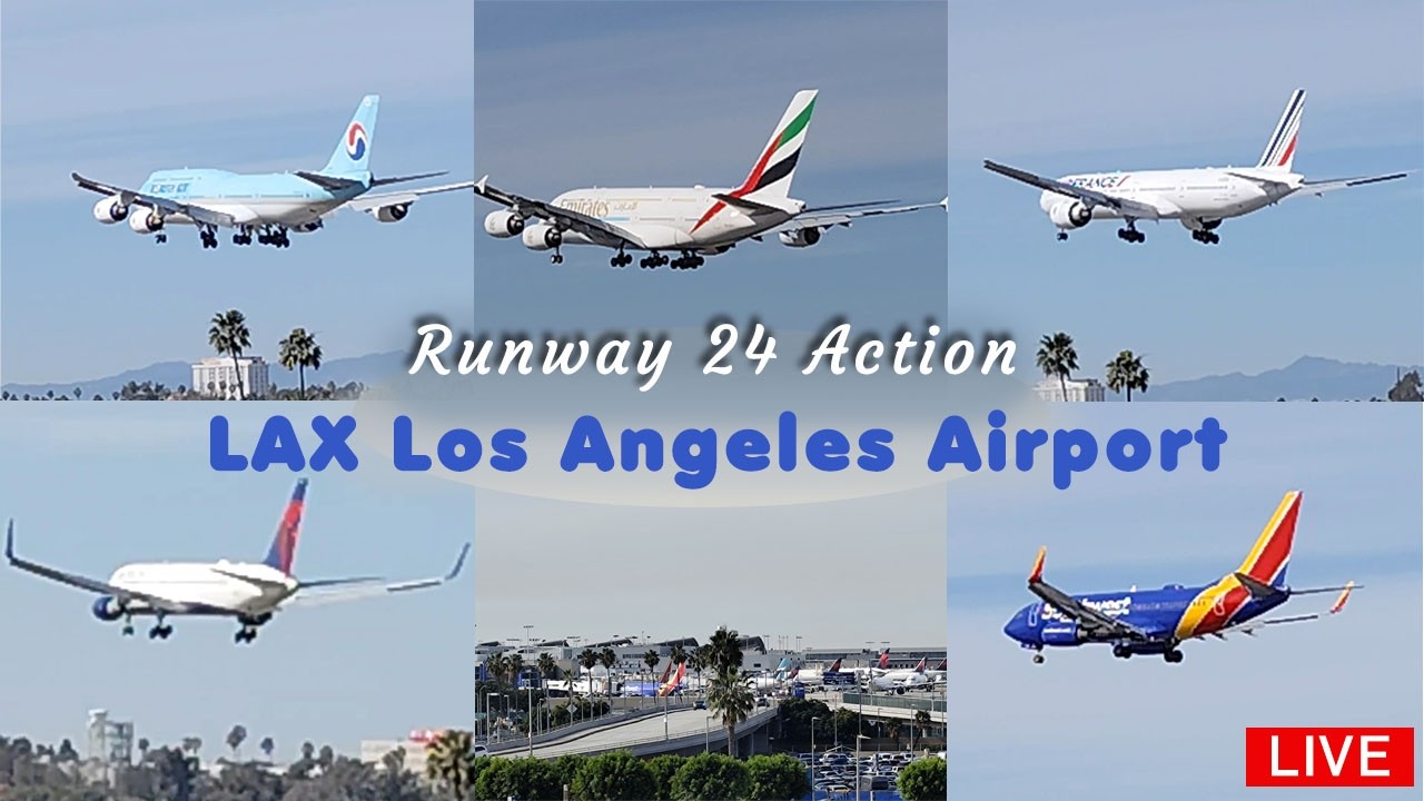 LAX Airport Action Runways 24 take offs and landing Los Angeles Starts und Landungen Flughafen LAX