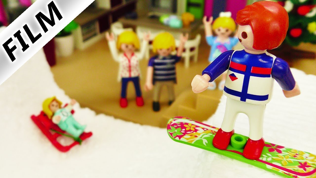 Playmobil Film deutsch SCHNEE HALFPIPE IN LUXUSVILLA - Snowboarden im Haus |Kinderfilm Familie Vogel
