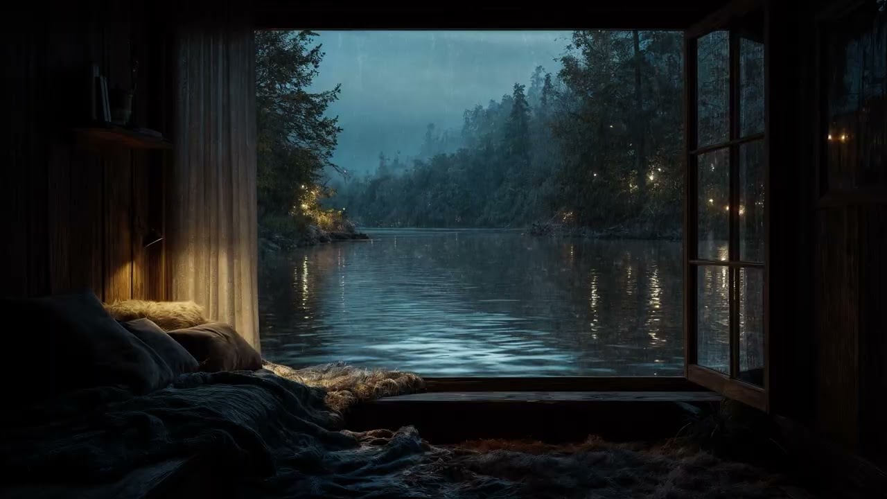 Forest Lake Bedroom Rain 🌧️ Peaceful Rain Sounds for Deep Sleep & Relaxation