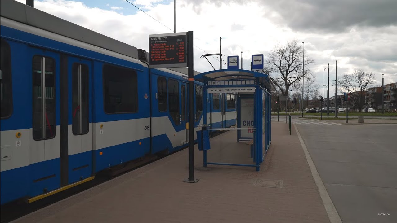 Poland, Kraków, tram 5 ride from Mały Płaszów to Muzeum Narodowe