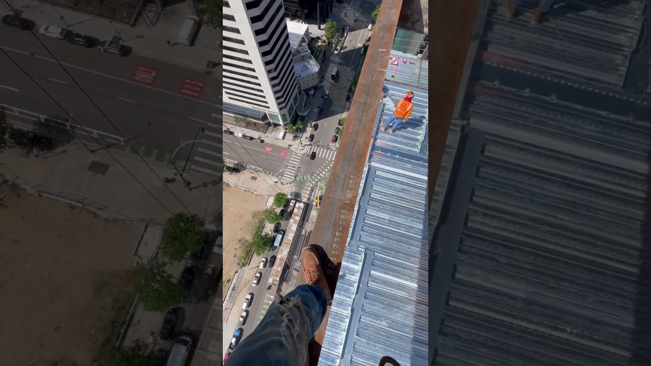Walking the iron 20 floor difference. #ironworker #construction #union #denver #boltupsgottaeat