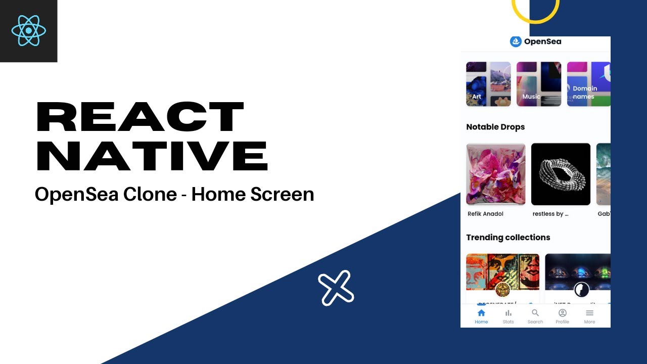 React Native Tutorial | Opensea NFT Marketplace clone | Home Screen