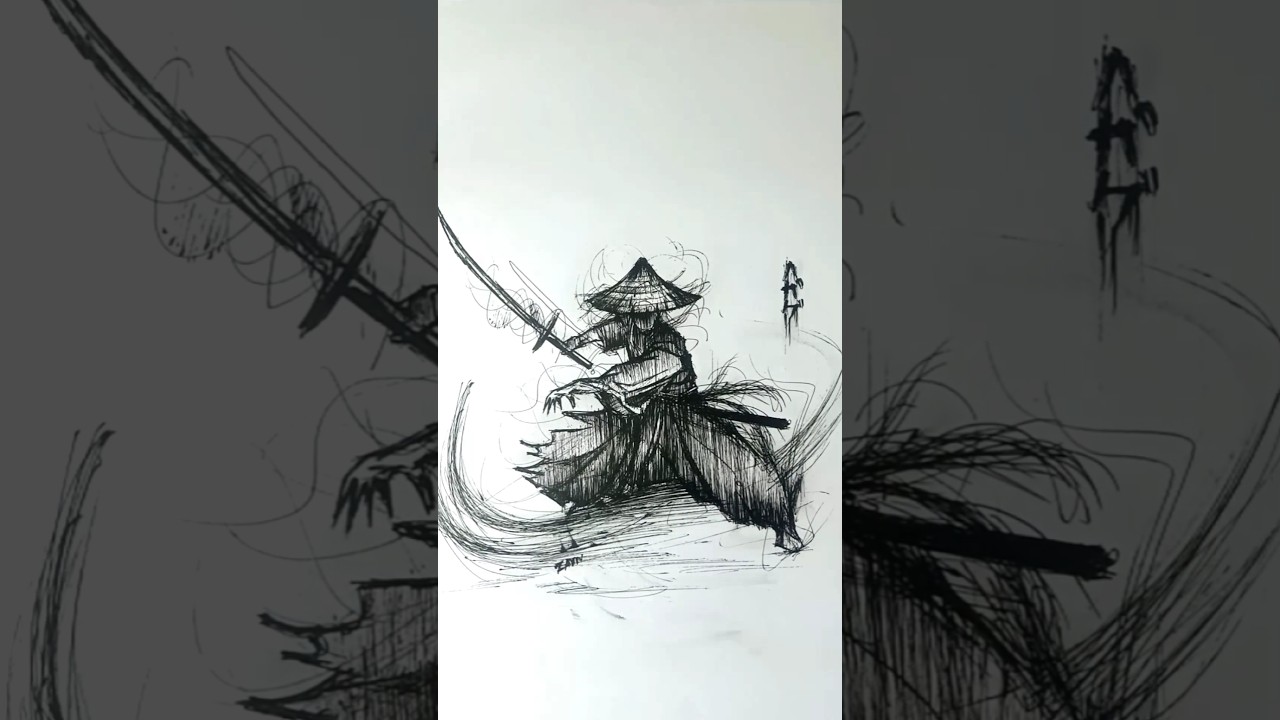 Speed Drawing Stick-man Samurai? 😳//