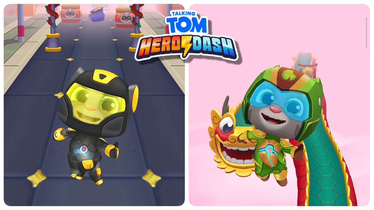 Talking Tom Hero Dash Black Jet Tom Beats 22 Big Raccoons & Planet Power Tom Gets 15 Super Jumps
