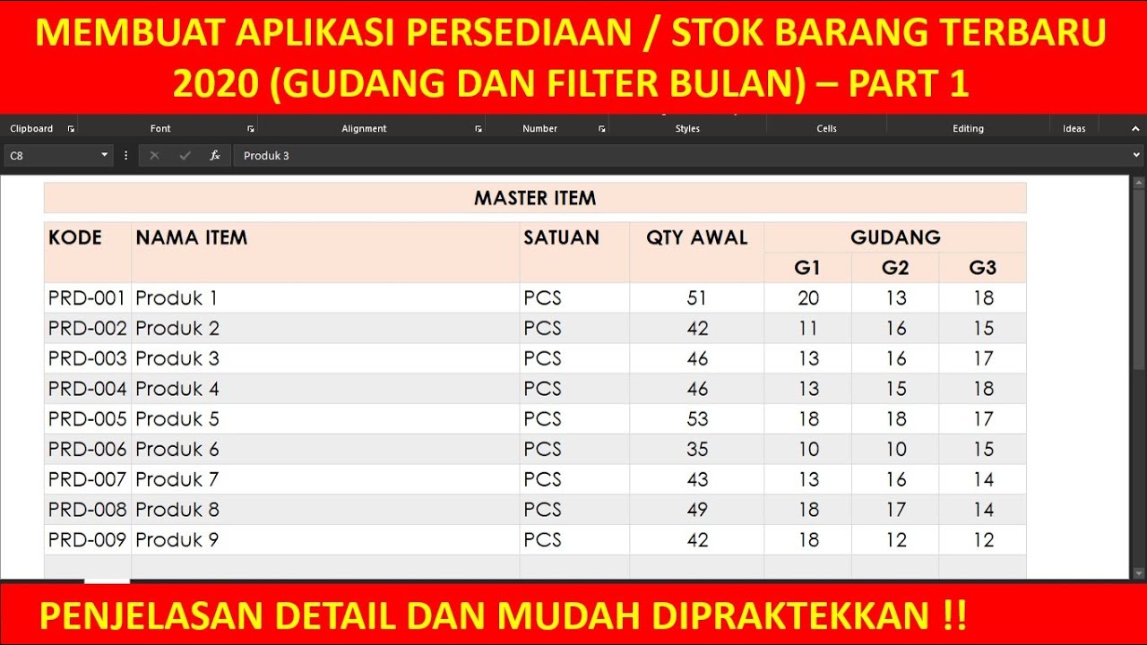 PART 1 - MEMBUAT APLIKASI PERSEDIAAN / STOK BARANG TERBARU 2020 (GUDANG DAN FILTER BULAN)