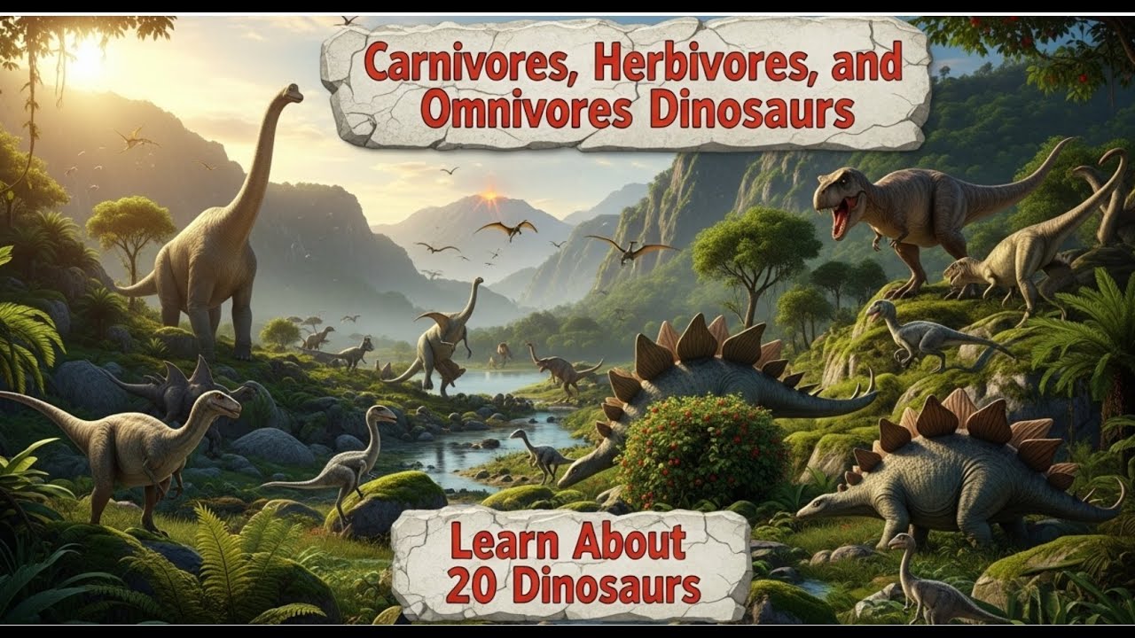 Carnivores, Herbivores & Omnivores Dinosaurs Explained | Fun Dinosaurs Facts! |