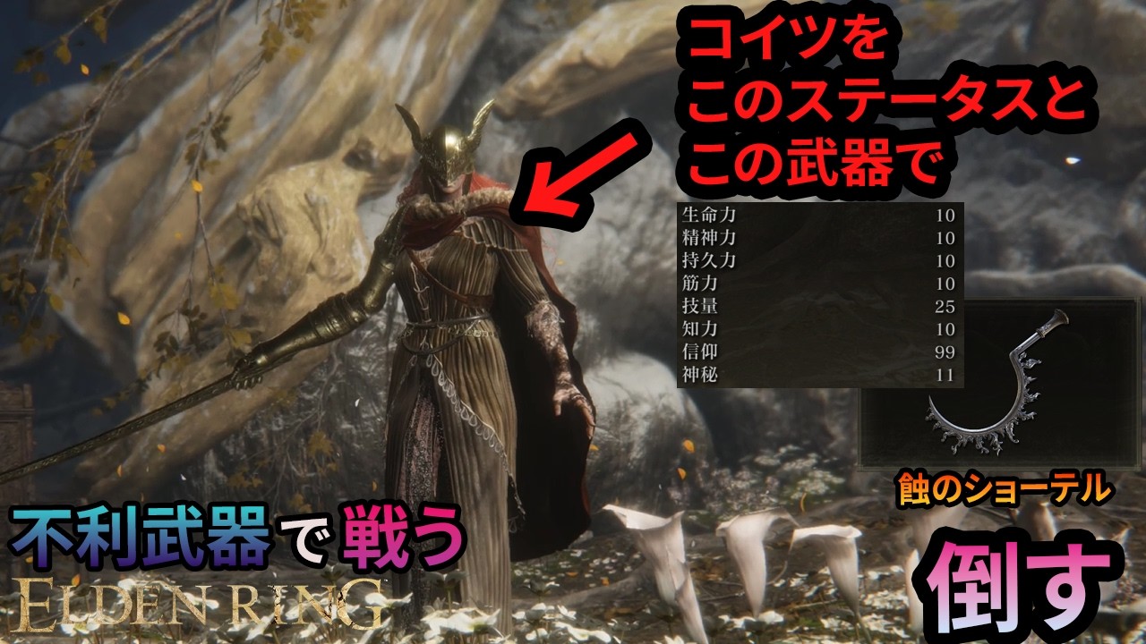 聖耐性を持つマレニアを信仰99のバフ･タリスマン無しの聖属性武器で倒すｗ【蝕のショーテル】【ミケラの刃マレニア】#エルデンリング #ELDENRING