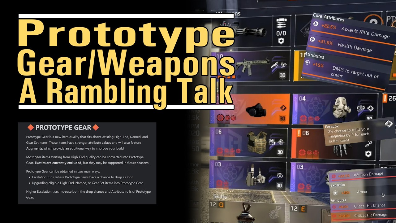 Prototype Gear - A Rambling Talk - #keep the augments, lose the stats - The Division 2