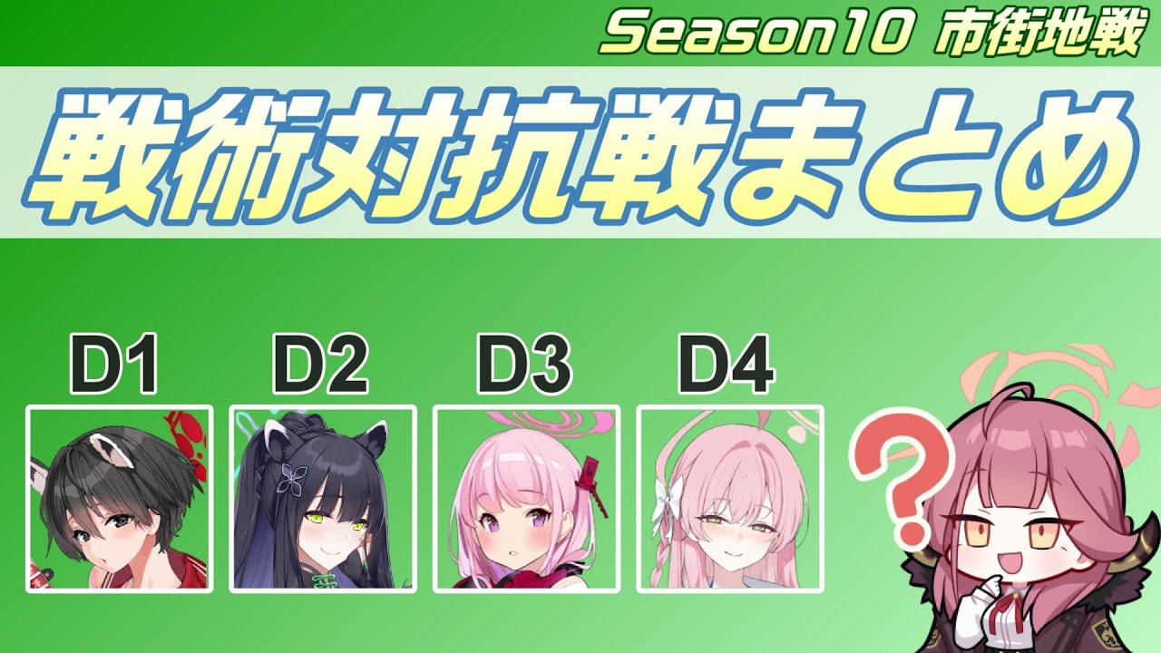 ブルアカ　戦術対抗戦まとめ　D1ツバキD2シュンD3エイミD4水着ハナコ　シーズン10　Blue Archive Tactical　Challenge　S10