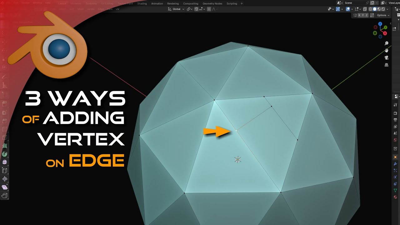 3 ways To add Vertex to Edge Creating single vertex on edge in Blender Tutorial