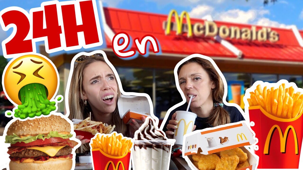 24 HORAS COMIENDO en MCDONALDS!!🍔🍟⎮Escupiendo Purpurina