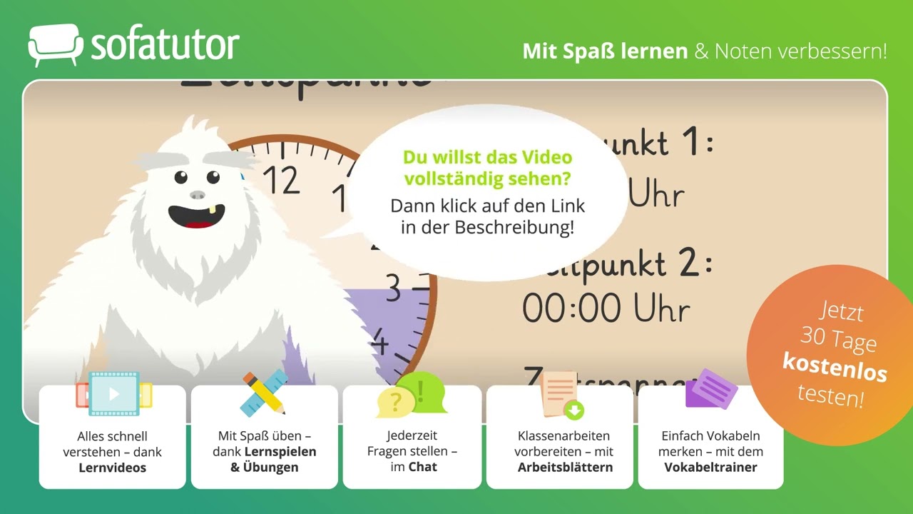 Zeitpunkt & Zeitspanne Grundschule &ndash; Einf&uuml;hrung & Beispiele