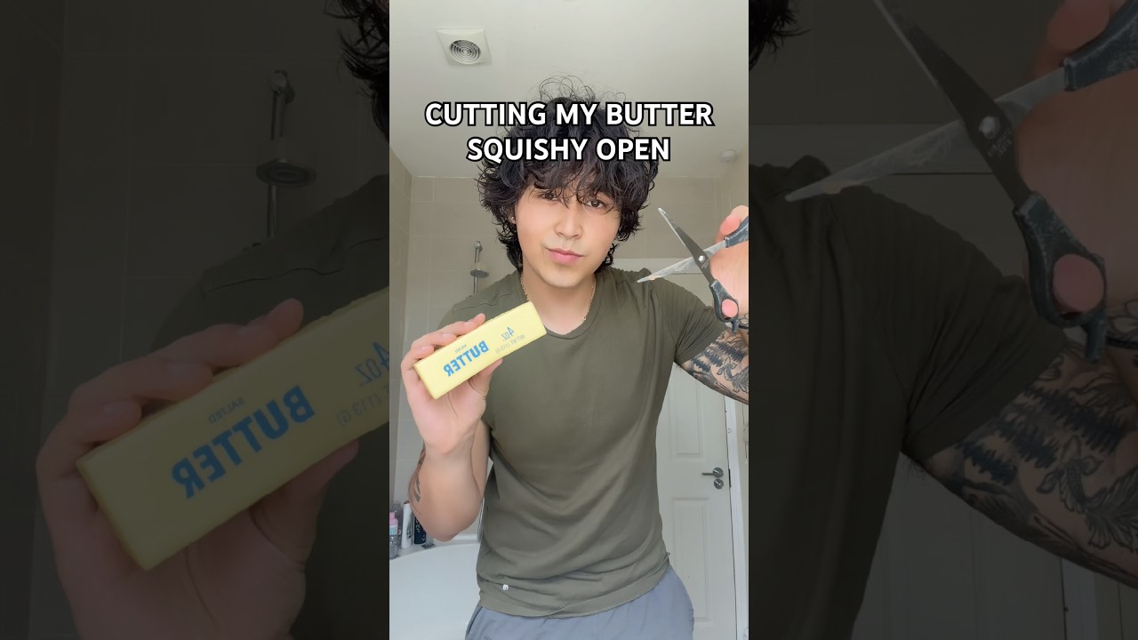 CUTTING OPEN MY BUTTER SQUISHY 🧈 #squishy #squishies #squishytoy