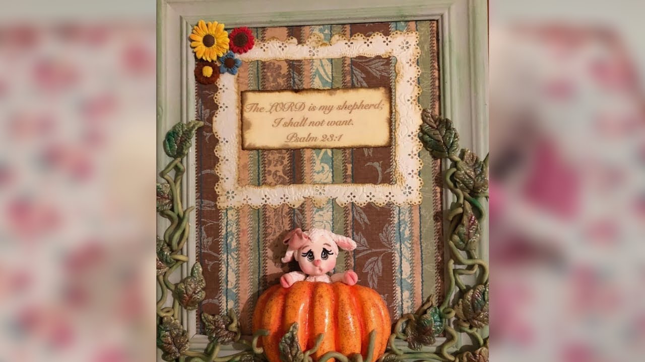 Como hacer un cuadro decorado con calabaza en porcelana fria/ Frame with cold porcelain pumpkin