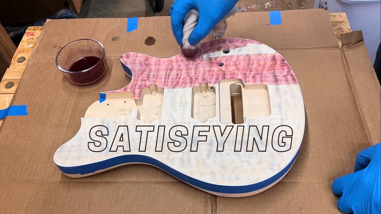 Dyeing and assembling a KIT GUITAR. (no talking)