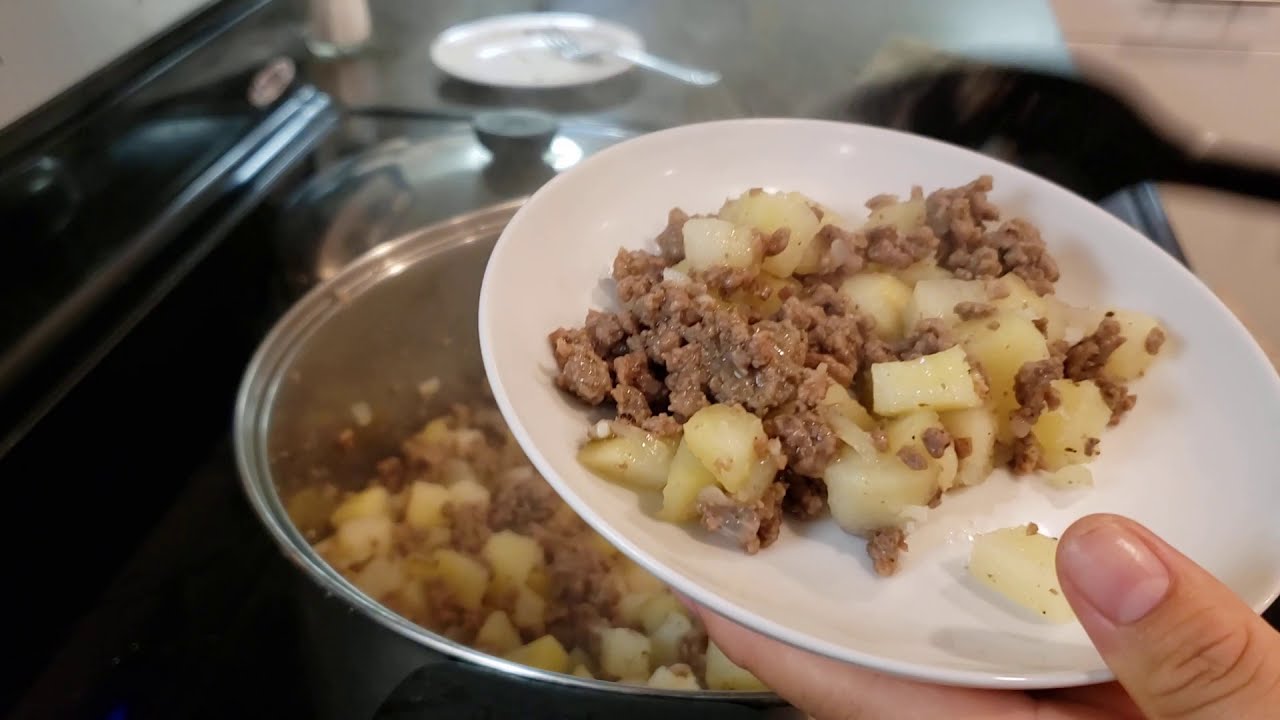 Receta muy facil de carne molida con papas .