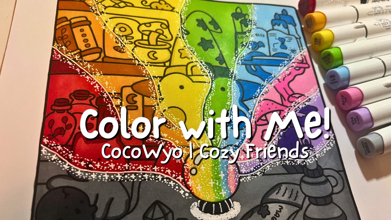 I Tried the RAINBOW EFFECT in My Cozy Friends Coloring Book 🌈 | Color With Me · ASMR · Ohuhu Markers