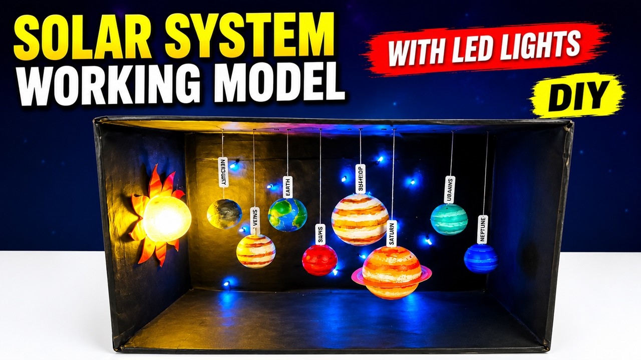 solar system working model with led lights - box types - hanging - science exhibition | craftpiller