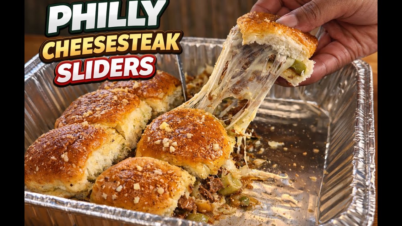GAME TIME!  MOUTHWATERING, CHEESY, PHILLY-STYLE STEAK SLIDERS FOR THE SUPERBOWL!