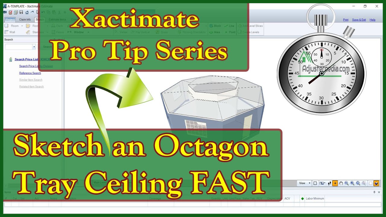 How to Sketch an Octagon Tray Ceiling in Xactimate using this simple method!
