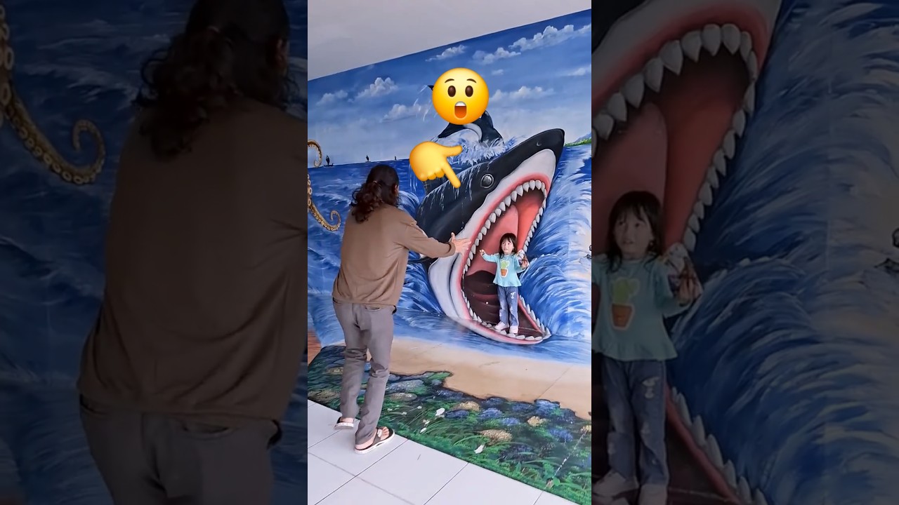 Dad ran away because there was a shark, but Mom got angry