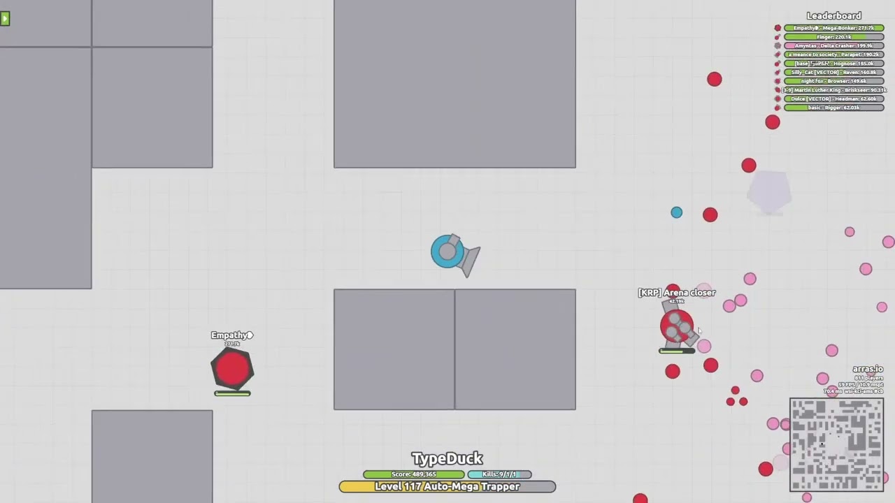 Arms Race Highlights: 2nd 1m with the Auto Mega Trapper (Arras.io)