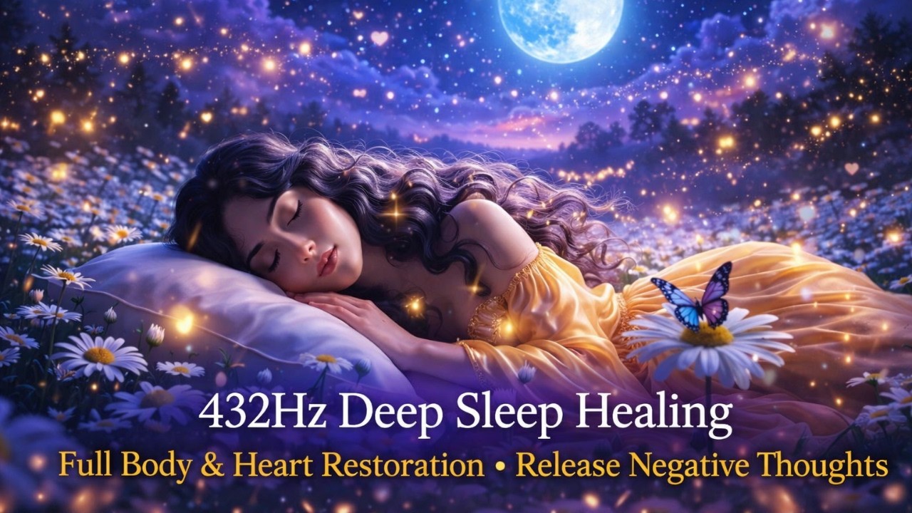 432Hz Deep Sleep Healing 🌙 Full Body & Heart Restoration | Release Negative Thoughts