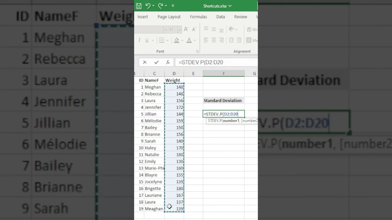 Стандартное отклонение в Excel #шорты #youtubeshorts