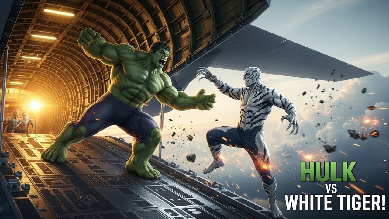 Hulk vs White Tiger Man 🔥 Aircraft Carrier Destroyed, Ocean Titan Battle, Epic 4K AI Animation