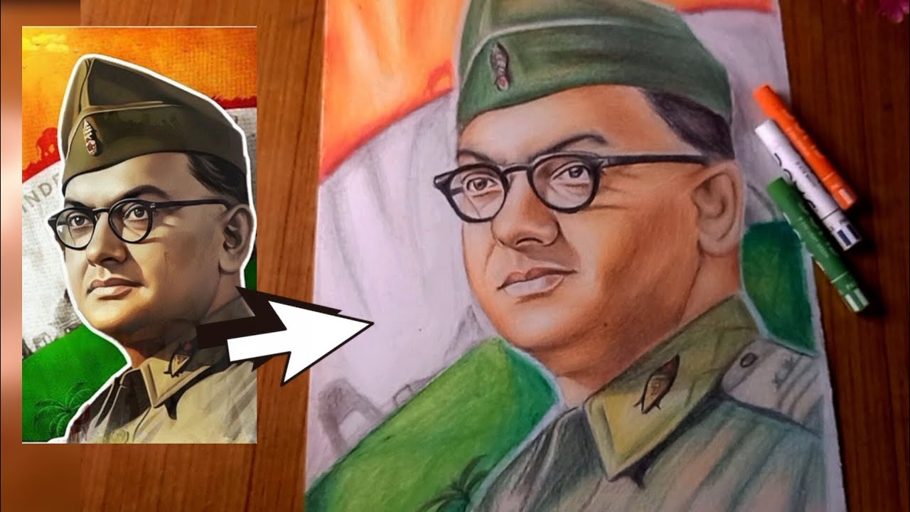 🇮🇳Netaji Subhash Chandra Bose Portrait Drawing | Complete Pencil Art Tutorial | step by step 