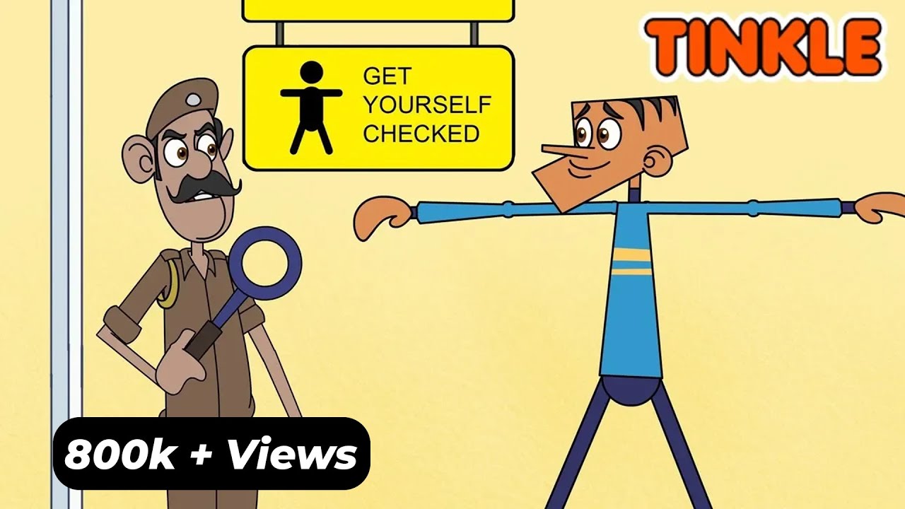Suppandi Creating Chaos At The Airport -   Animated Story - Cartoon Stories - Funny Cartoons