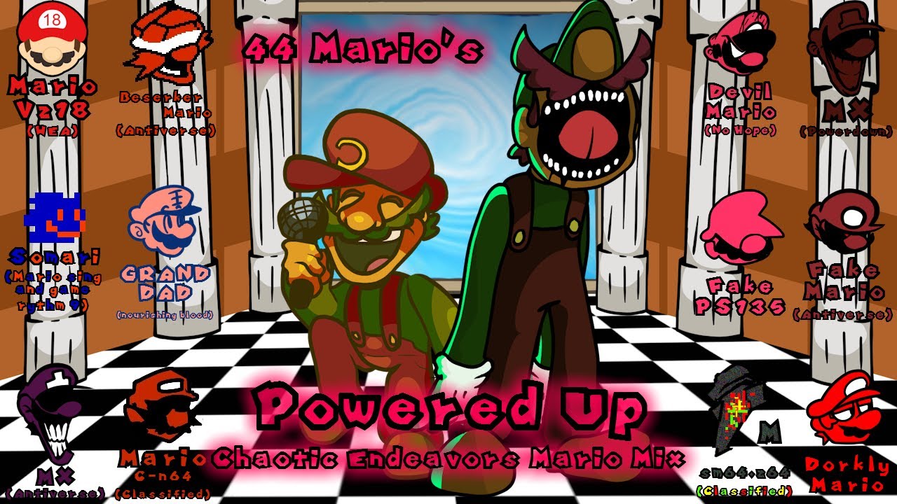 FNF - Powered Up / 44 Mario's (VS PS135/Chaotic Endeavors Mario Mix)