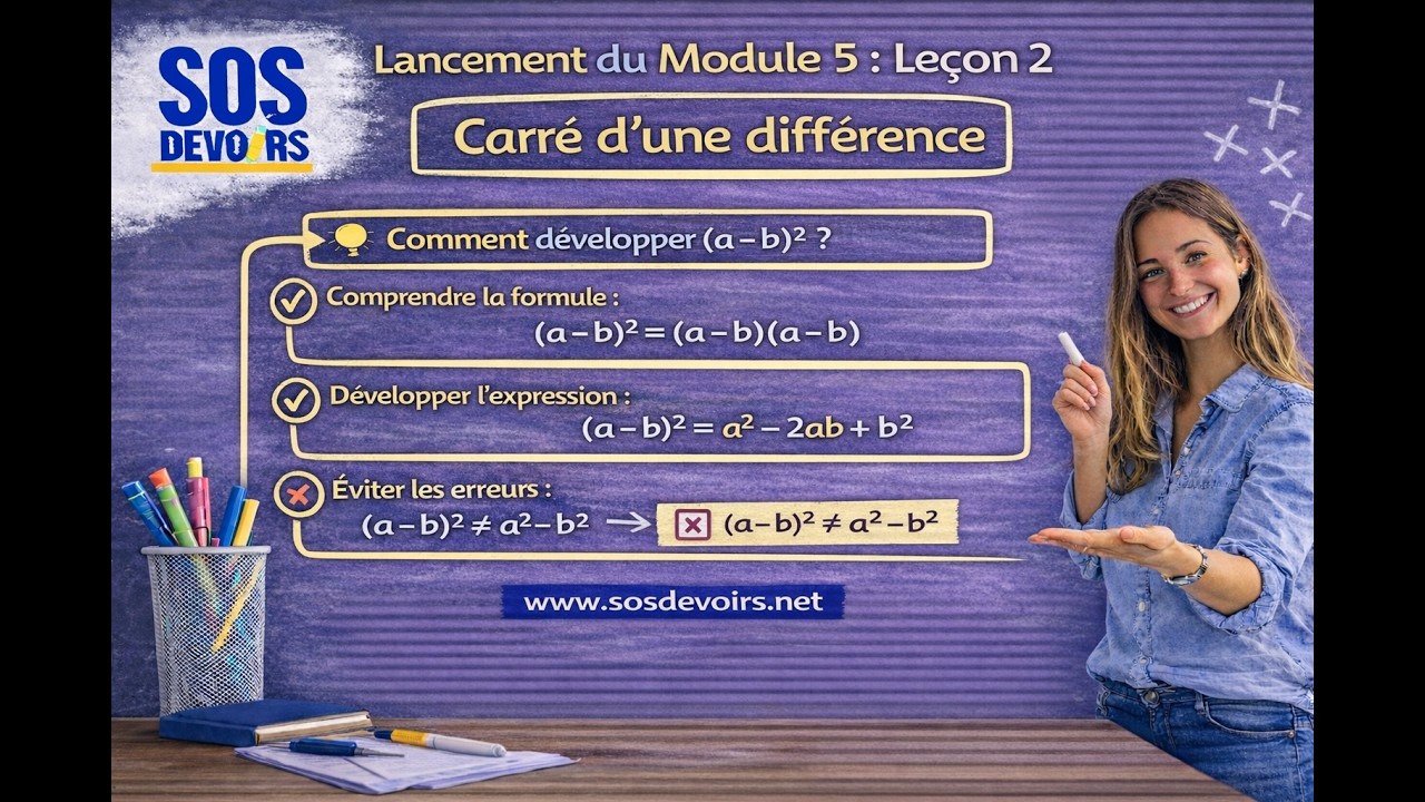 Calcul littéral – Carré d’une différence