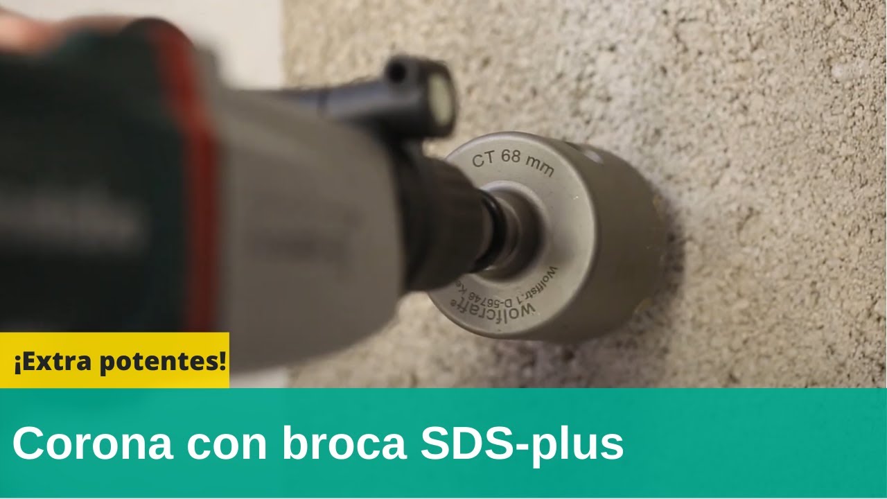 Corona de perforaci&oacute;n con broca de carburo y adaptador SDS-Plus de Wolfcraft  &iexcl;Extra potentes!