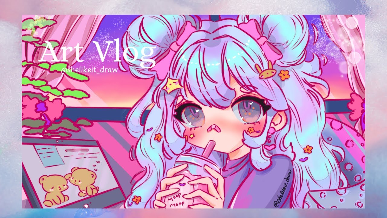 Lofi line art ☁️🌸come draw with me☁️🌸procreate