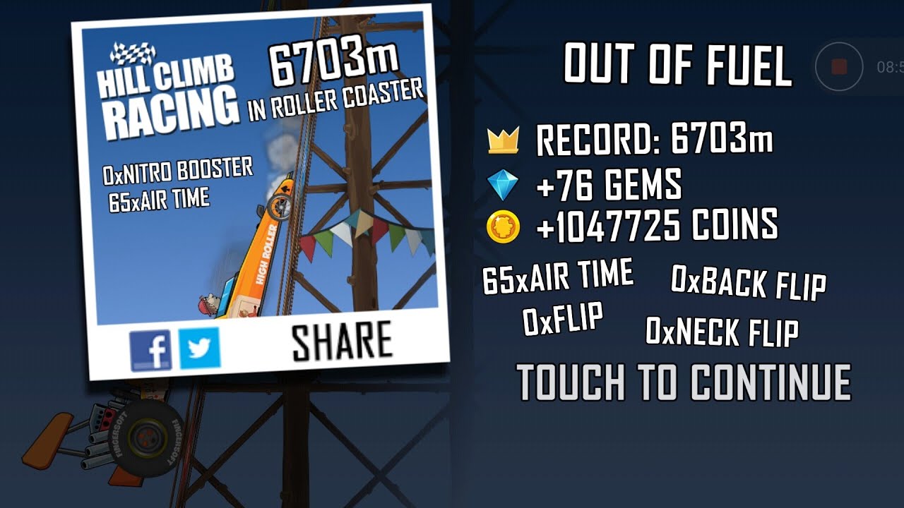 Hill Climb Racing. Dragster & Roller Coaster - 6703m (1/18 TML)