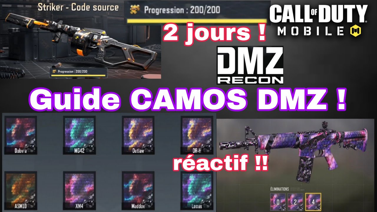 Guide Camouflage DMZ + d&eacute;blocage striker l&eacute;gendaire Call of duty mobile 