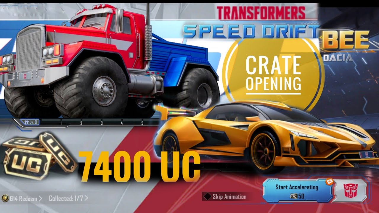 BGMI Transformer Crate Opening Speed Drift I 7400 UC (affordable price) | Bumblebee dacia scene