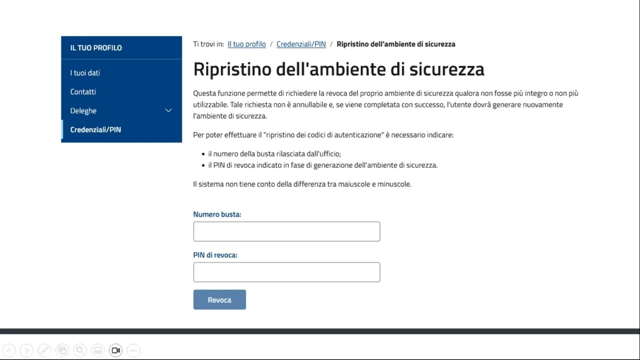 GENERAZIONE AMBIENTE DI SICUREZZA ENTRATEL
