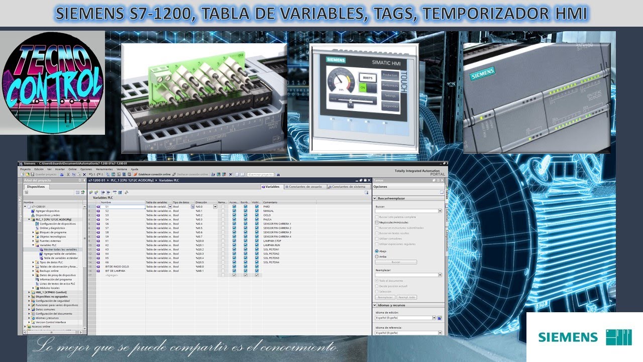 SIEMENS S7-1200, TABLA DE VARIABLES, TAGS, TEMPORIZADOR HMI