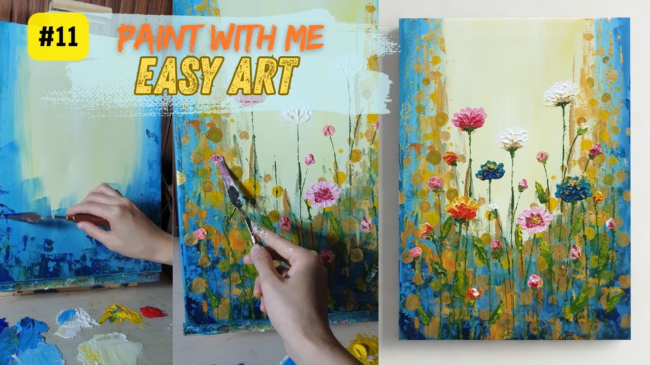 Acrylic Flower Painting Tutorial #11 | Easy Colorful Floral Canvas Art #FlowerPainting #ArtTutorial