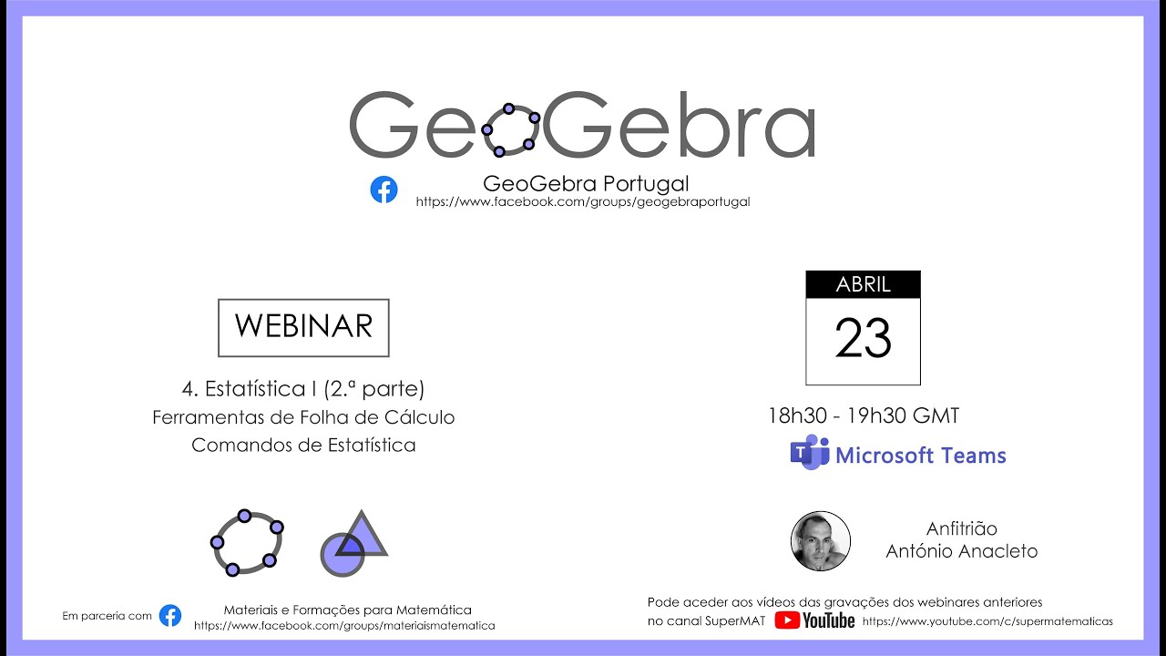 4.º Webinar GeoGebra (Parte 2) - Estatística I - Vídeo 3/4
