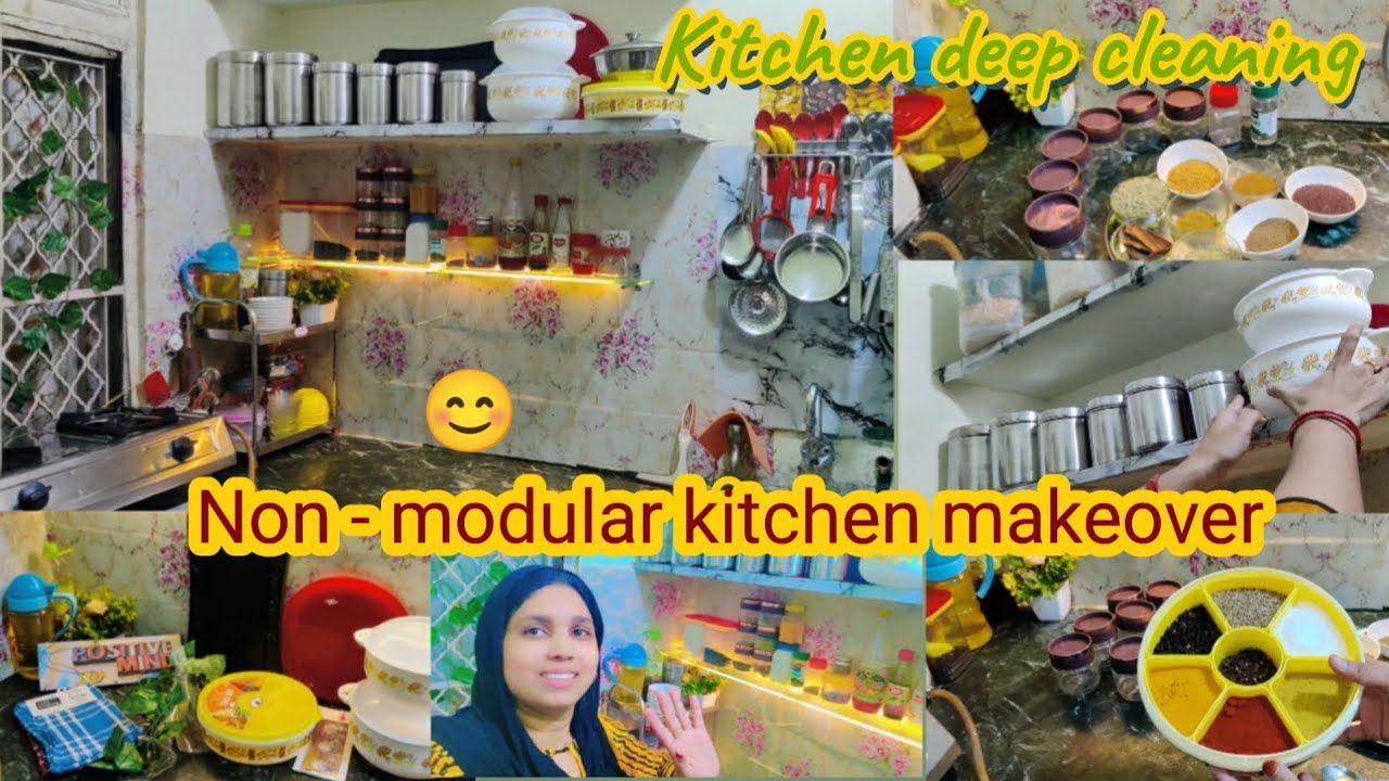 Kitchen makeover😊||Non-modular kitchen makeover❤️🔥||रसोई का कोना कोना चमका दिया#diwali||mummy vlogs🔥